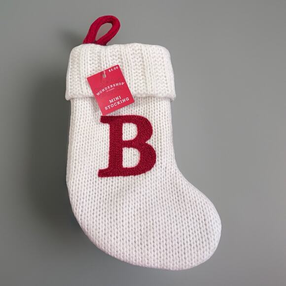 Letter B Knit Monogram Mini Stocking White Wondershop Xmas Holiday Target 8" - Picture 1 of 1